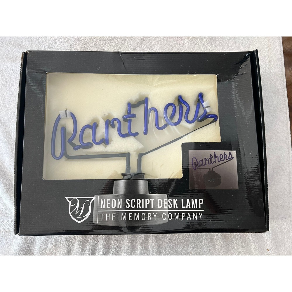 NEW!! NFL Carolina Panthers State University Neon Script Desk Lamp NFL Memory Co